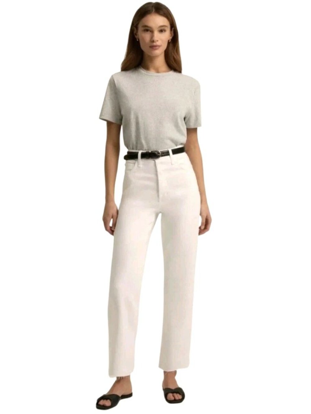 Favorite Daughter Jeans Size 33 White Whistler Otto High Rise Boyfriend Raw Hem